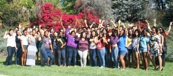 TRIO Pre-College students celebrate on the UCR campus.